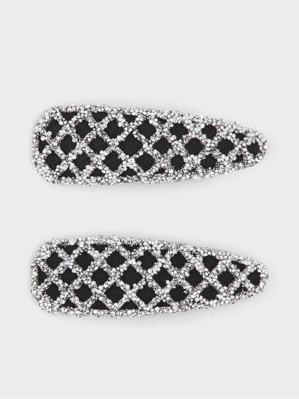 Aldo Black & Silver Crystal Lattice Hair Clips - Set of 2